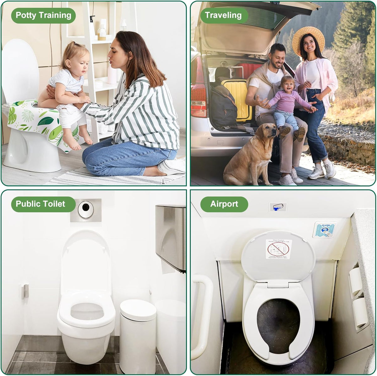 30 Pack Toilet Seat Covers Disposable, Kids, and Adults, Individually Wrapped for Travel, Large