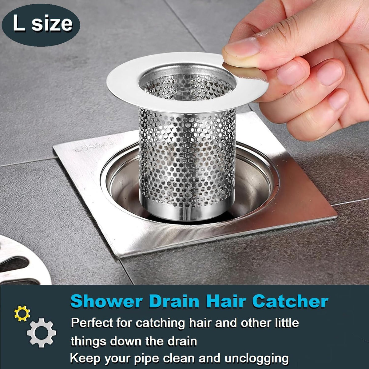 Bathroom Drain Strainers (Set of 3 Sizes), Hair Catcher for Bathroom Sink Bathtub Shower Floor