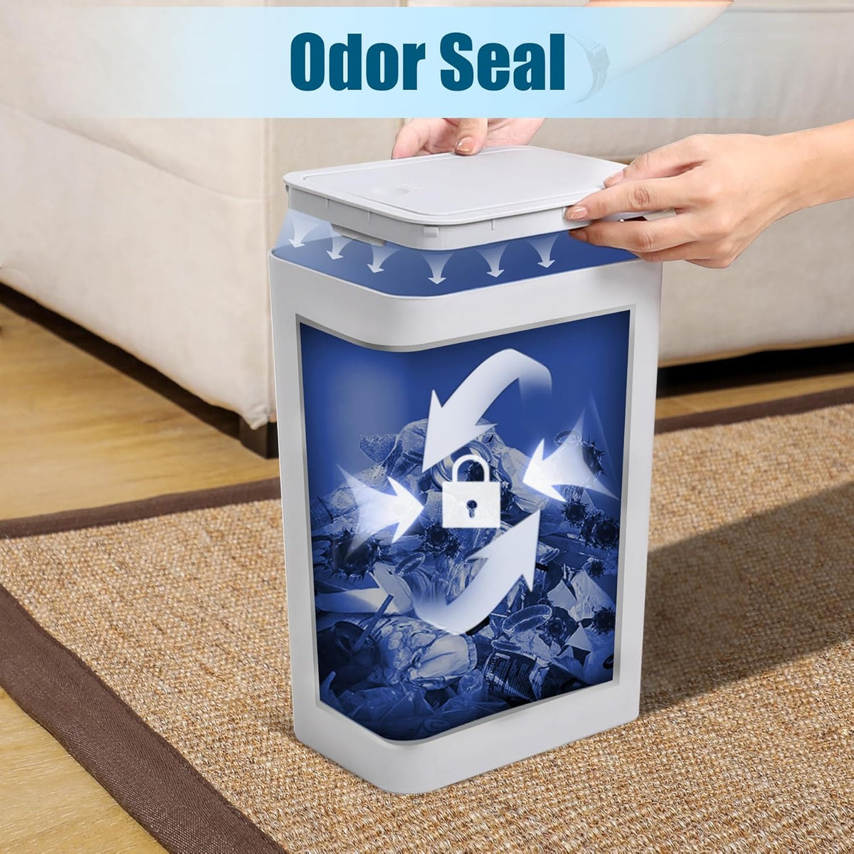 TIPGO Bathroom Trash Can with Lid, 10 Liter/ 2.6 Gallon Slim Garbage Can, Small Trash Bin Waste