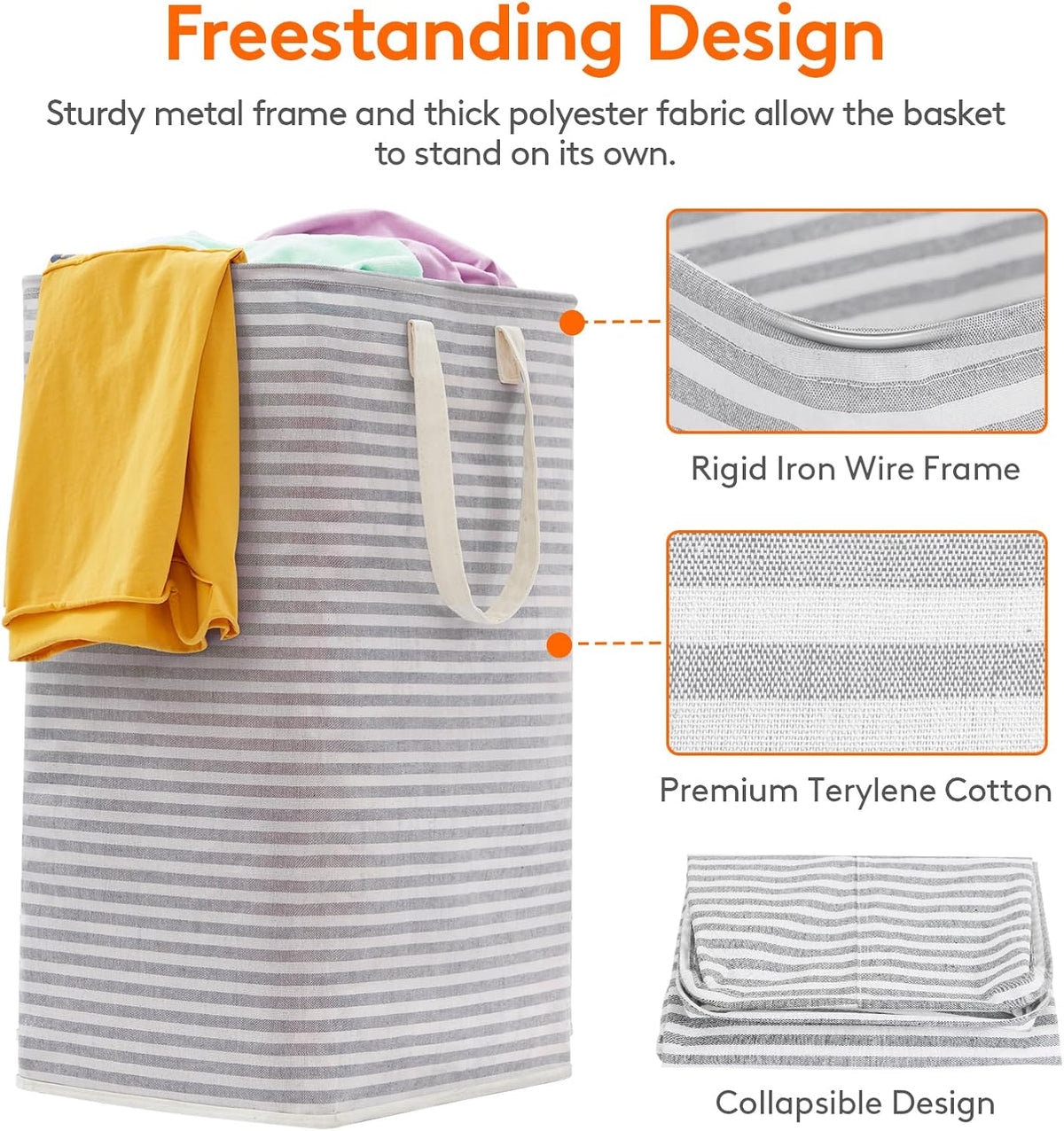 Lifewit 2 Pack Laundry Hamper Large Collapsible Laundry Basket, Freestanding Waterproof Cloth