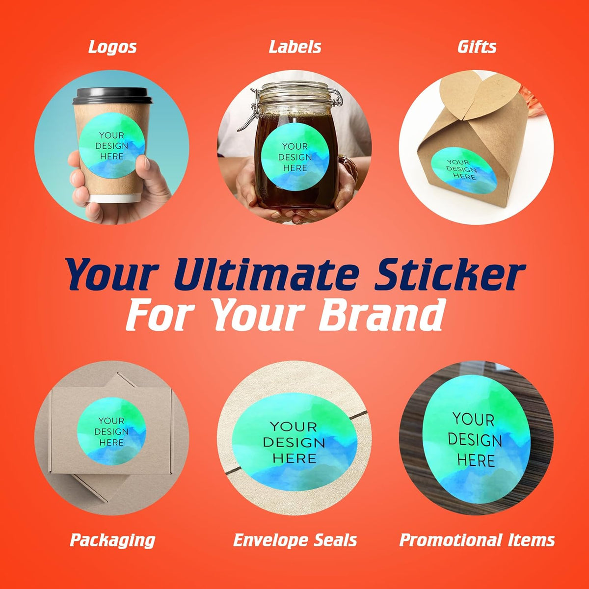 100 Custom Vinyl Stickers - Upload Your own Image, Text, Design, Logo - Personalized Logo Labels