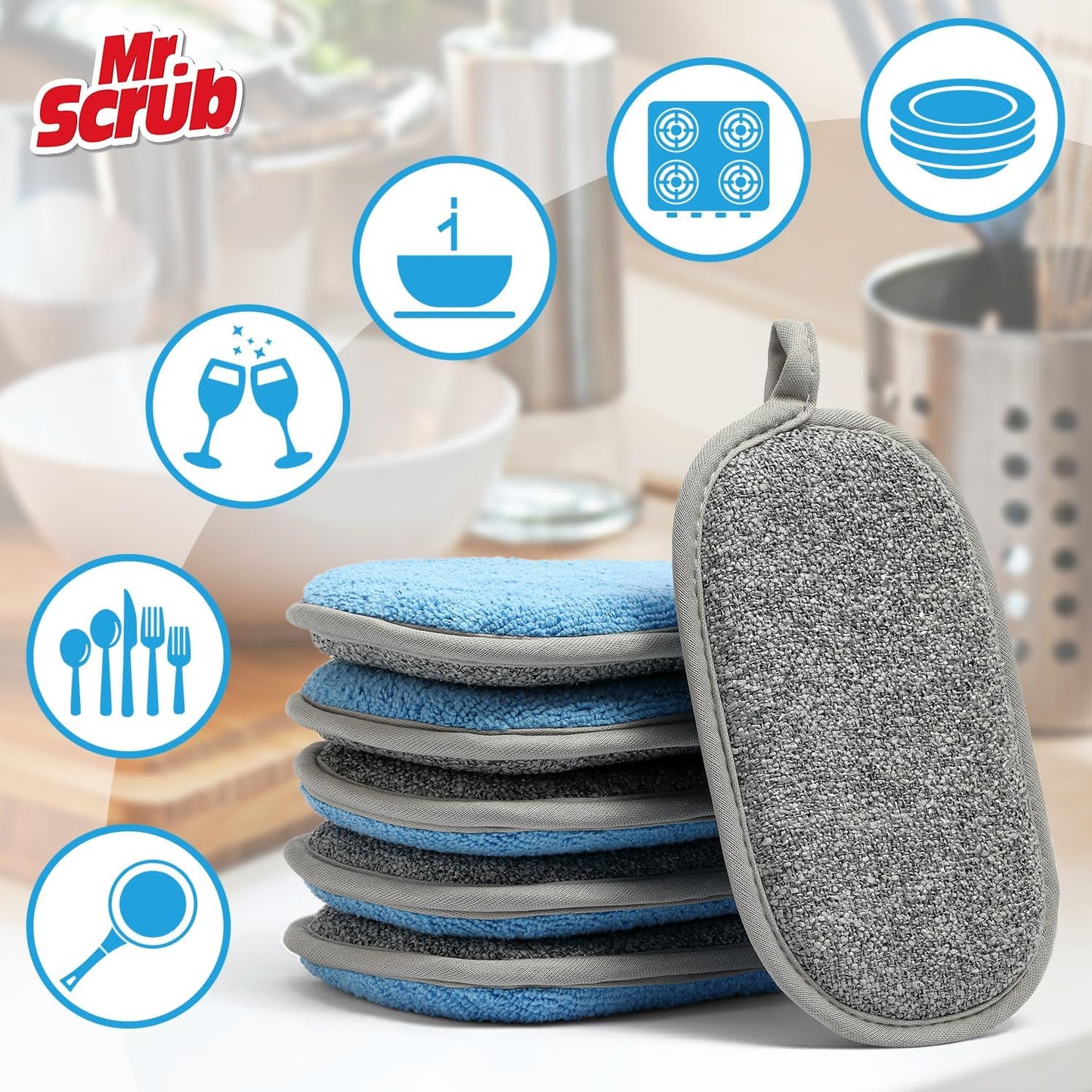 Sponges Kitchen Dish Sponge for Washing Dishes Cleaning Kitchen, All-Purpose, 6 Pack, Non Scratch