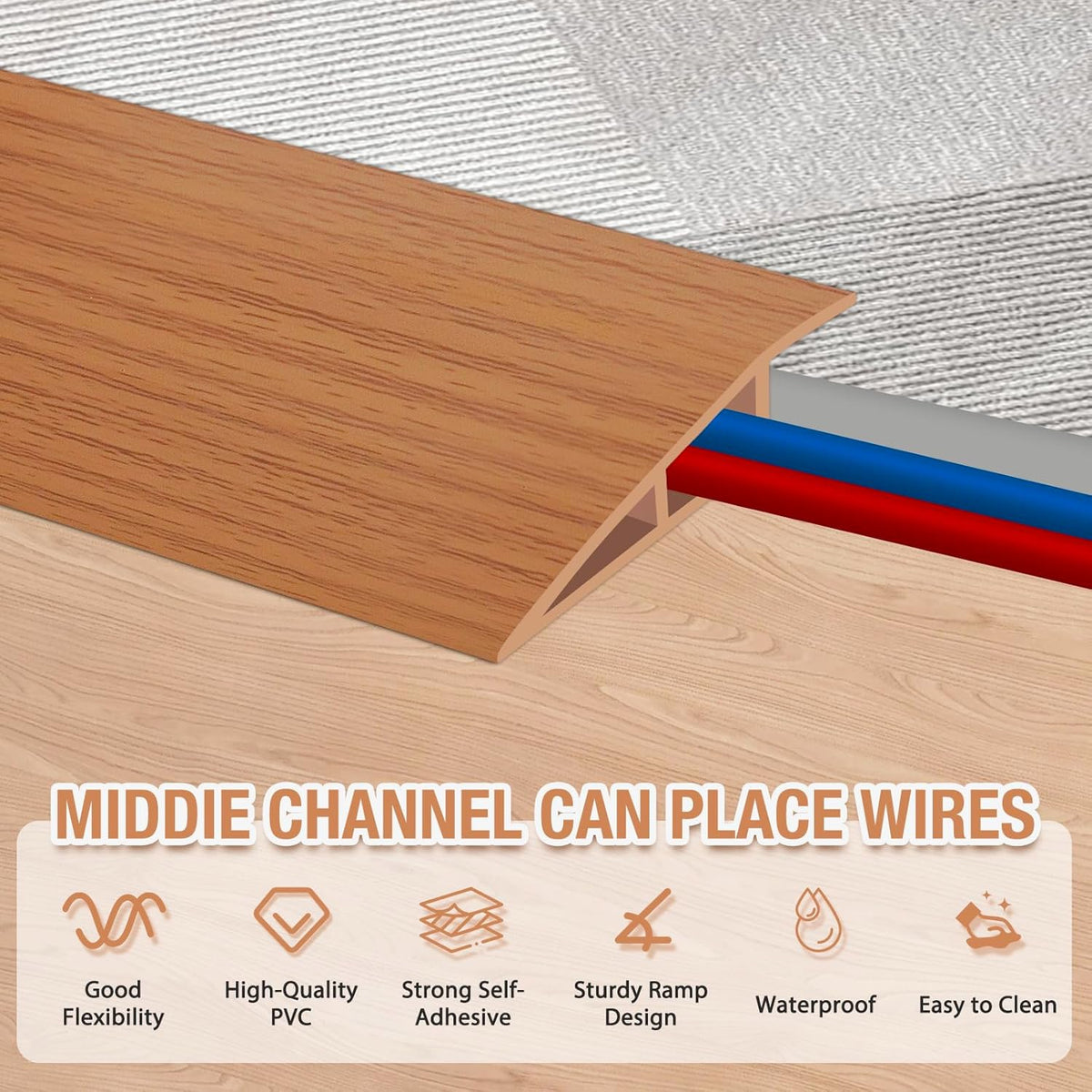 Floor Transition Strip Self Adhesive Vinyl Door Threshold for Doorways Carpet Edging Trim Overlap
