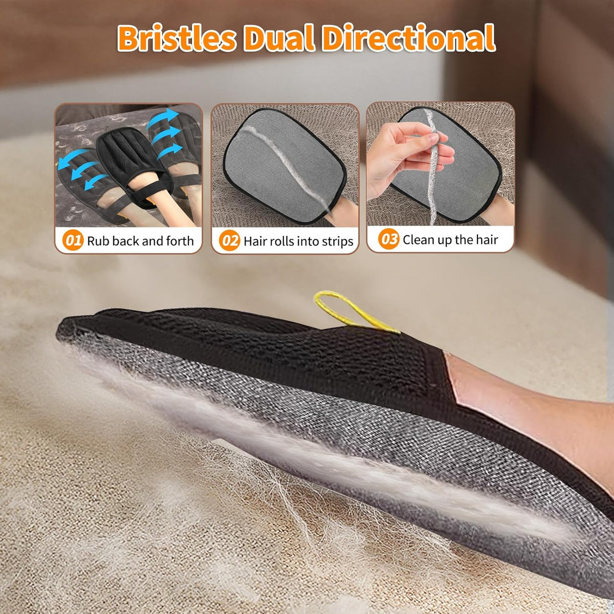 2Pcs Pet Hair Removal Glove for Cats & Dogs, 2025 Newly Upgraded Five-Finger Electrostatic Pet Hair