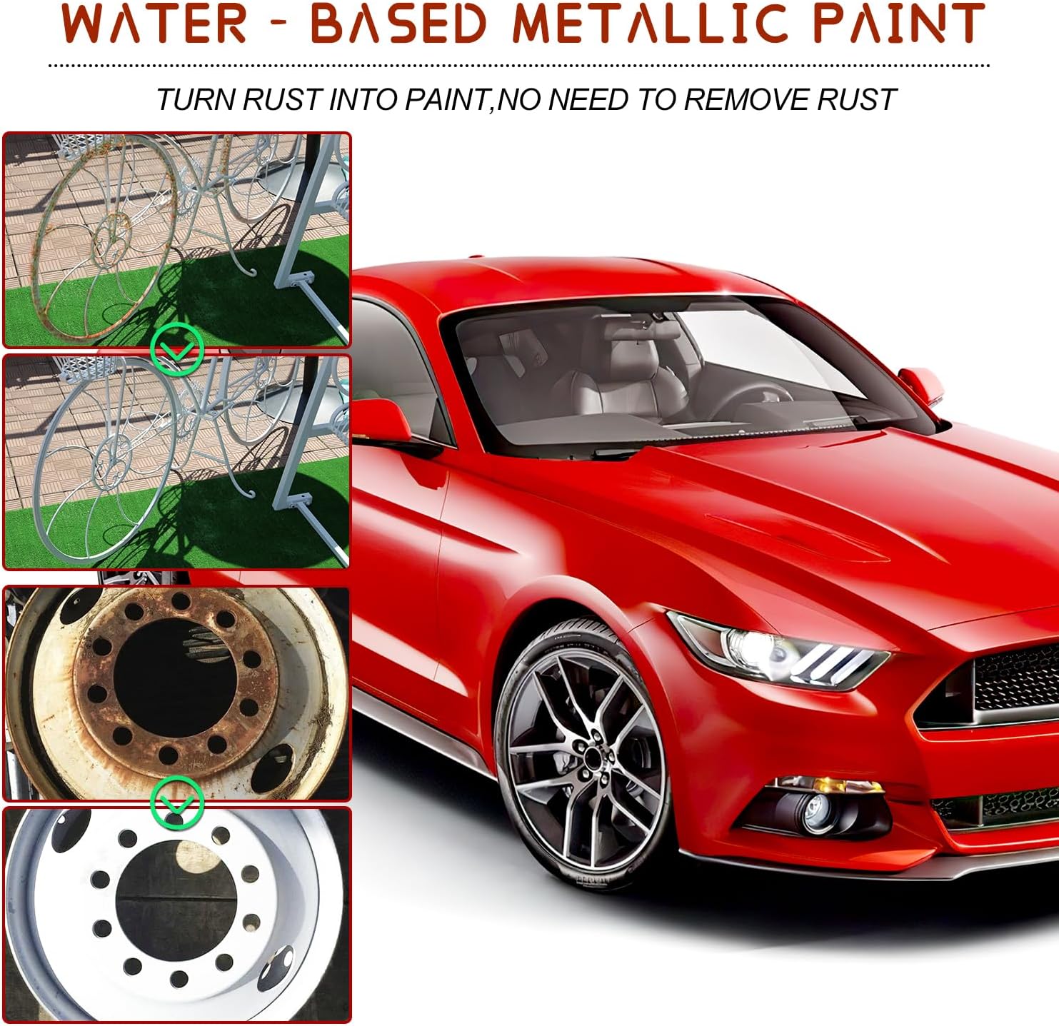 Water-Based Metallic Paint,Rust Removal Converter Metallic Paint,Rust Remover Converter for Metal