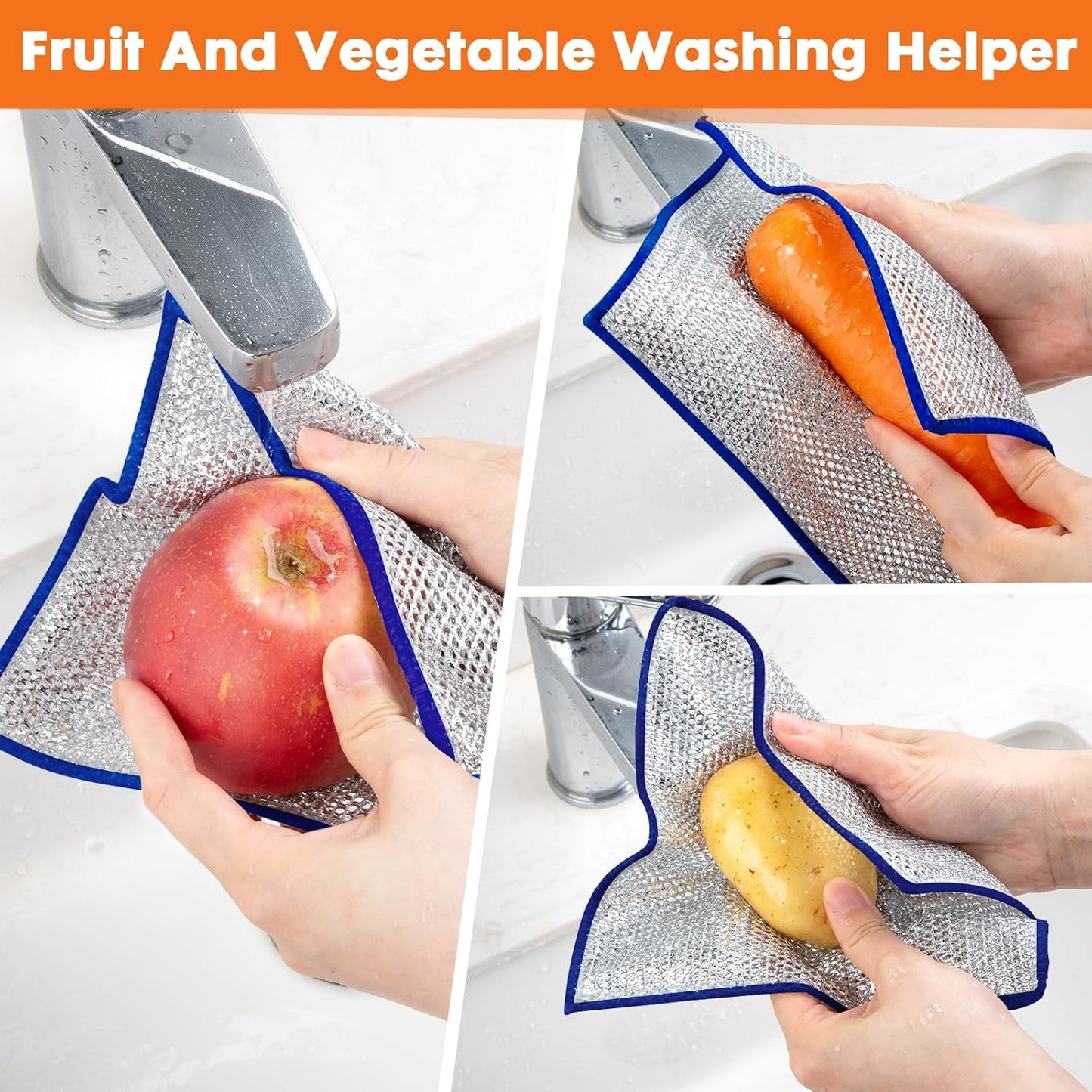 COBETE Non Scratch Wire Dishcloth,Double-Layer Wire Dishwashing Rags for Wet and Dry,Wire Miracle