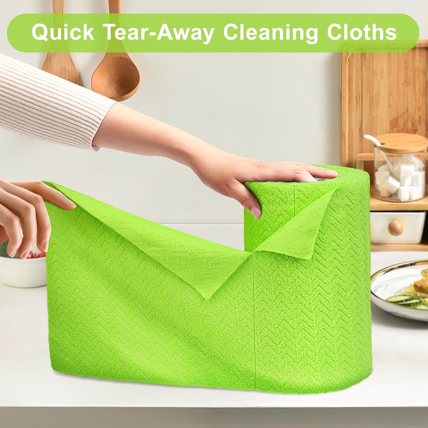 LIVOS Microfiber Cleaning Cloth Roll - 80 Pack, Reusable Paper Towels, Microfiber Towels for Cars