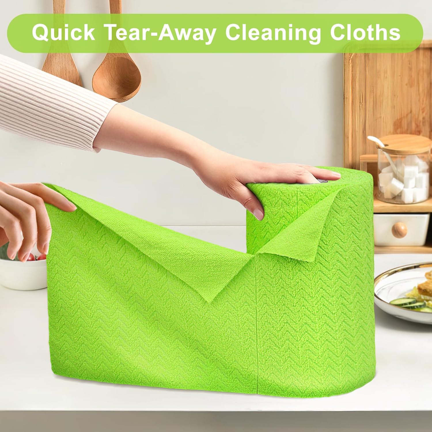 LIVOS Microfiber Cleaning Cloth Roll - 80 Pack, Reusable Paper Towels, Microfiber Towels for Cars