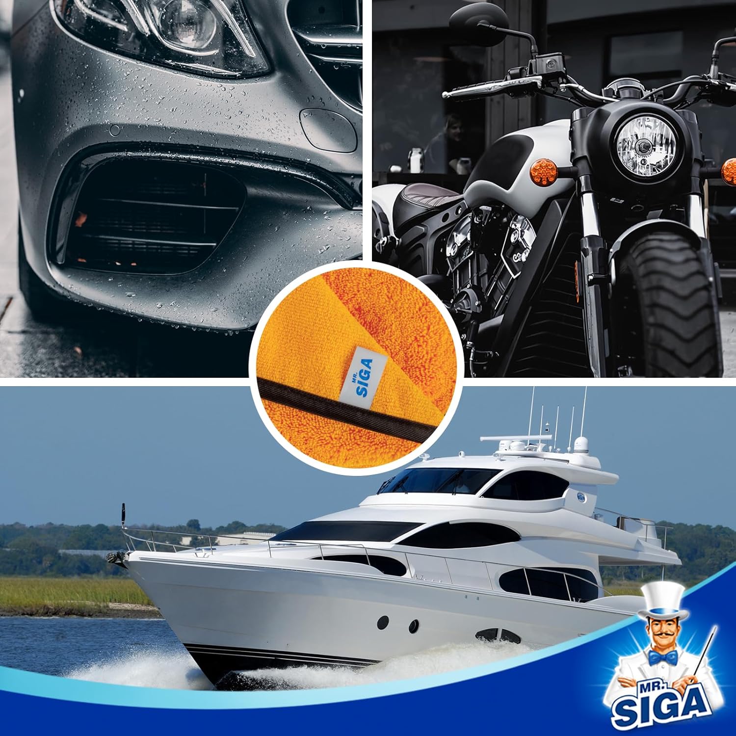 MR.SIGA Professional Premium Microfiber Towels for Cars, Dual-Sided Car Washing and Detailing
