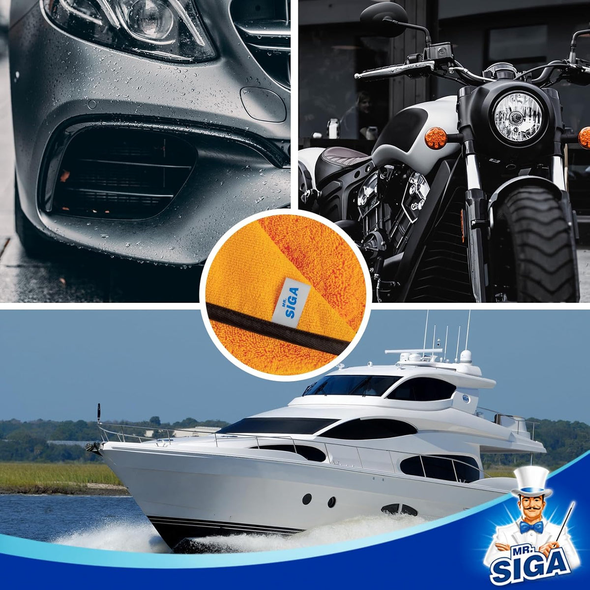 MR.SIGA Professional Premium Microfiber Towels for Cars, Dual-Sided Car Washing and Detailing