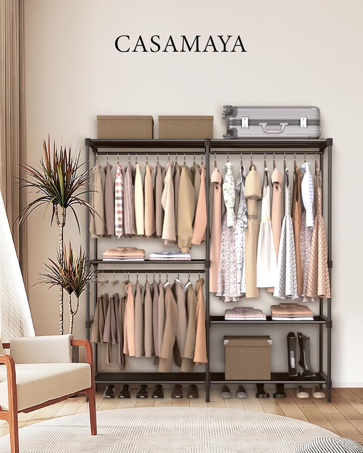 Clothes Rack, Portable Closet, 54.3 Inch Large Capacity Wardrobe Closet, Clothes Storage Organizer
