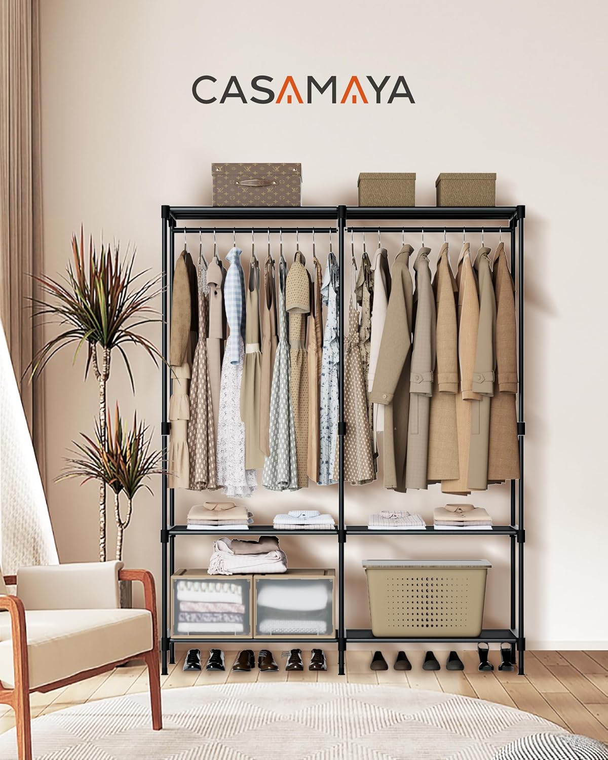 Clothes Rack, Portable Closet, 54.3 Inch Large Capacity Wardrobe Closet, Clothes Storage Organizer