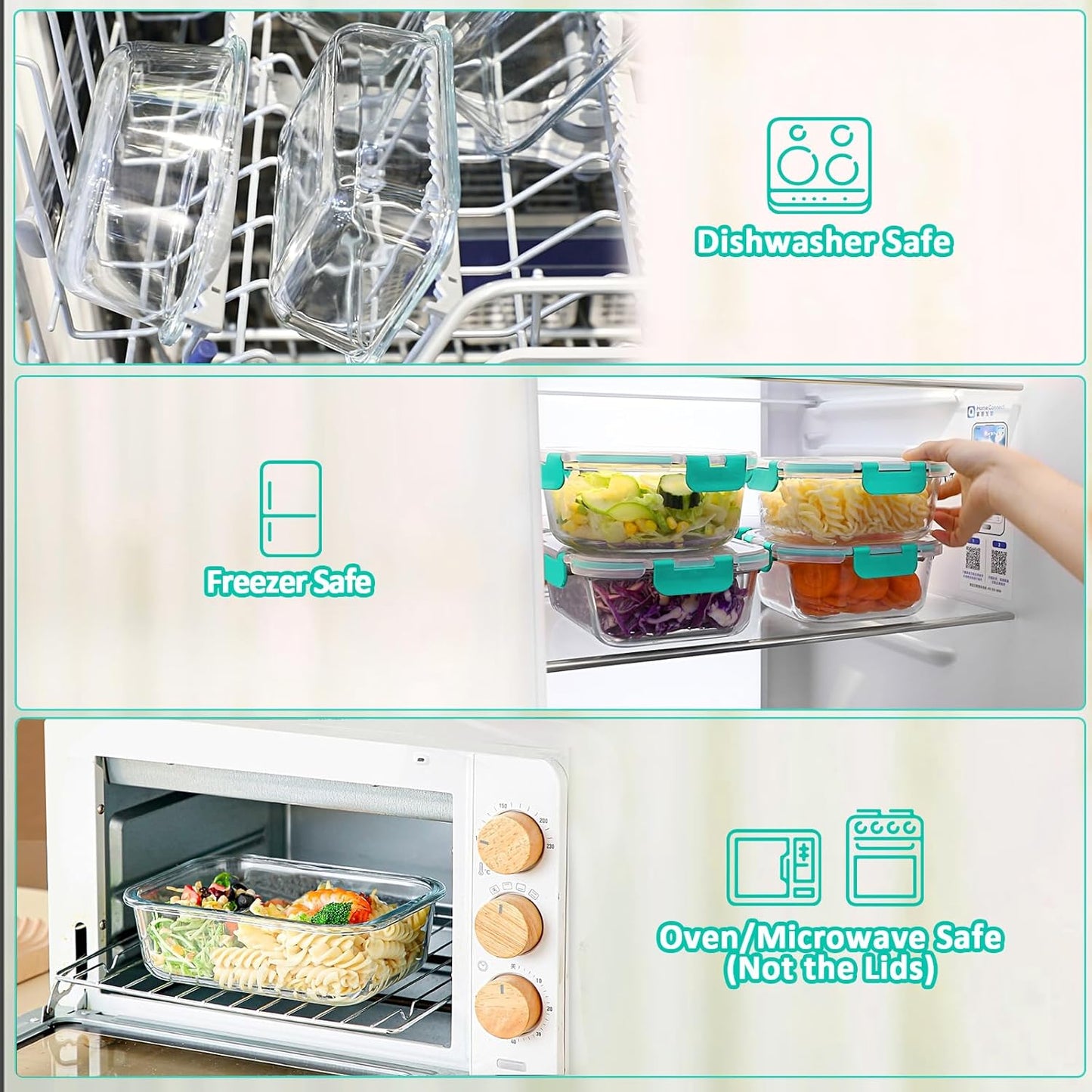 [80 oz & 36 oz]Extra Large Glass Food Storage/Baking Containers Set with Lids, 2 Pack 80 oz(10