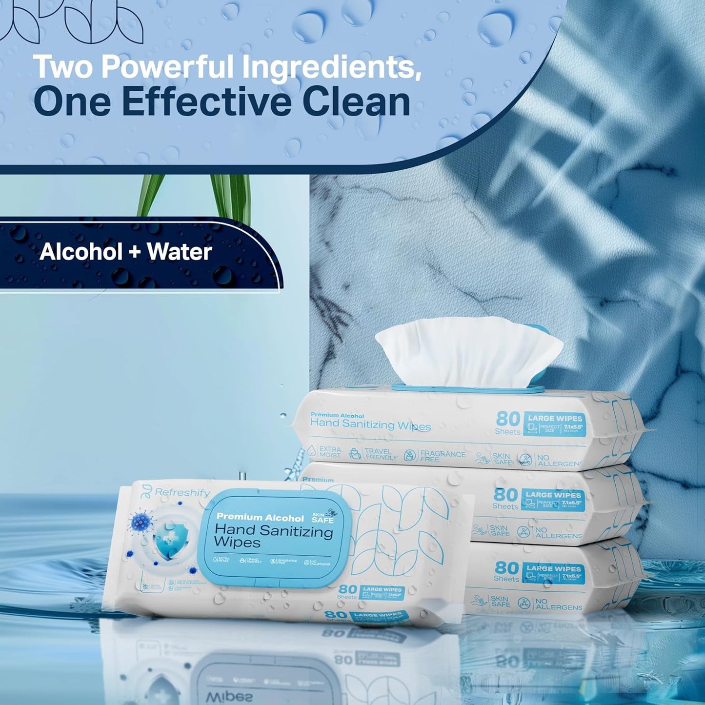 Large Alcohol Wipes 75% Unscented Hand Sanitizing Wipes (320 count +12 travel wipes) Alcohol Wipes