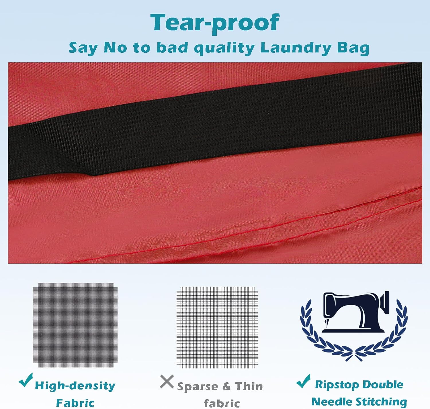 Heavy Duty Laundry Bag 2 Pack XL Nylon Laundry Bags with Straps, Washable Large Dirty Clothes