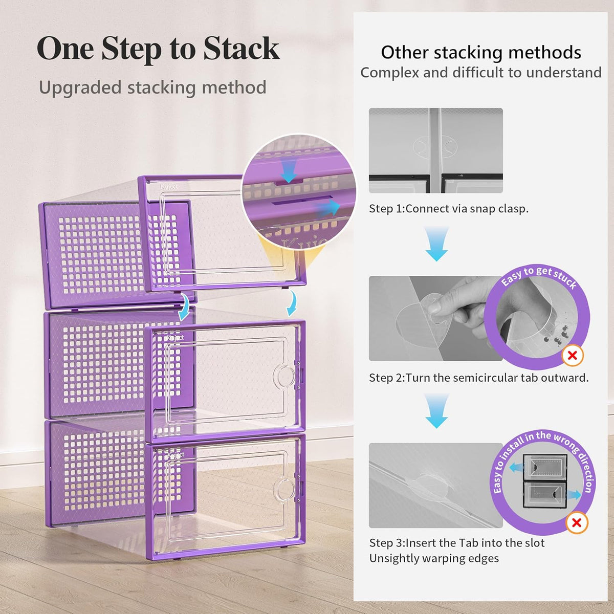 Kuject X-Large Shoe Storage Boxes Organizers Clear Plastic Stackable 12 Pack, Shoe Rack & Holder