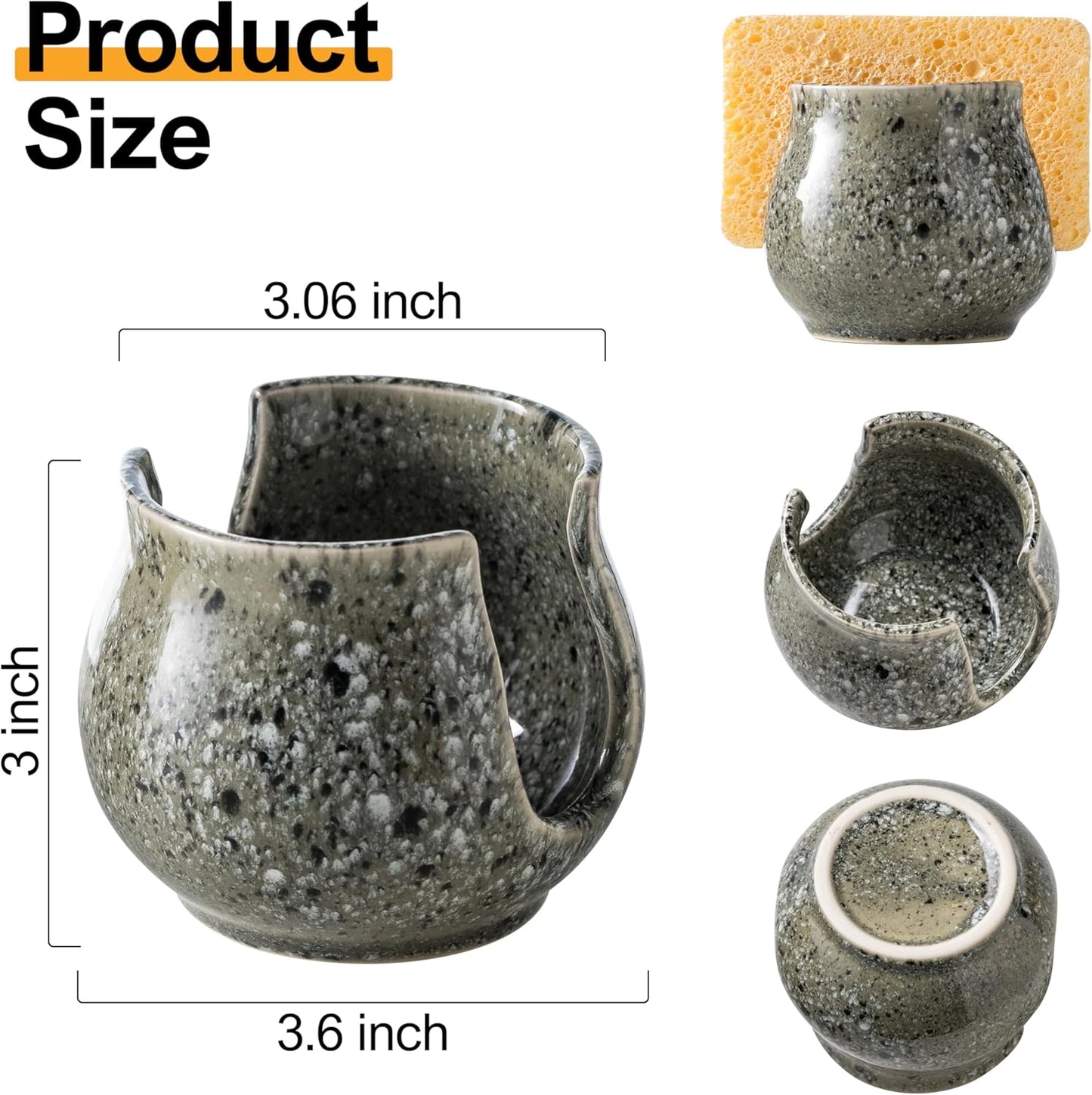 Ceramic Sponge Holder, Kitchen Sponge Holder Sink Caddy Organizer Dish Rack for Kitchen Sink