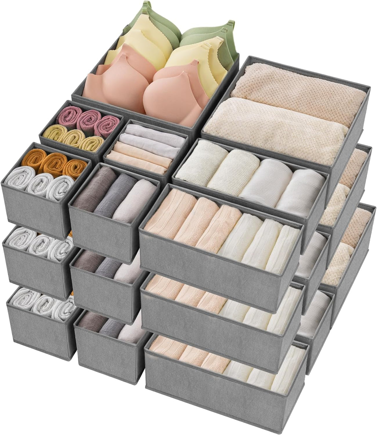 Criusia Drawer Organizer Clothes, 24 Pack Underwear Drawer Organizers, Foldable Closet Organizers