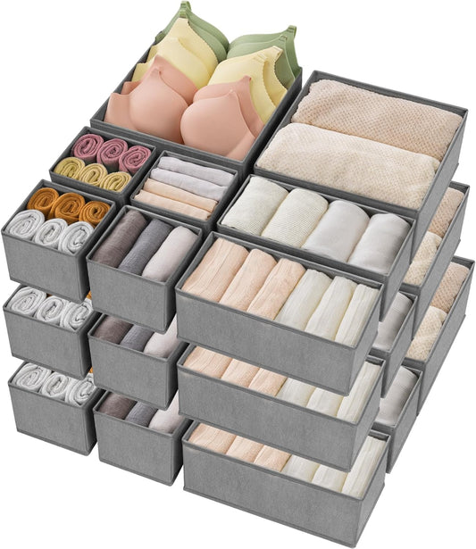Criusia Drawer Organizer Clothes, 24 Pack Underwear Drawer Organizers, Foldable Closet Organizers