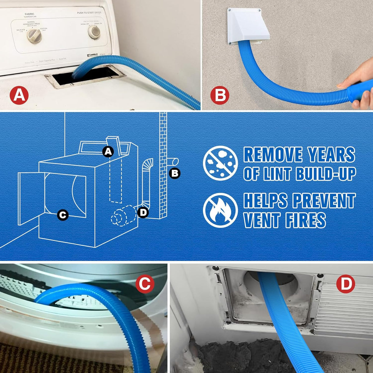 Sealegend Dryer Vent Cleaner Kit Vacuum Hose Attachment Compatible with Most Vacuum Cleaner