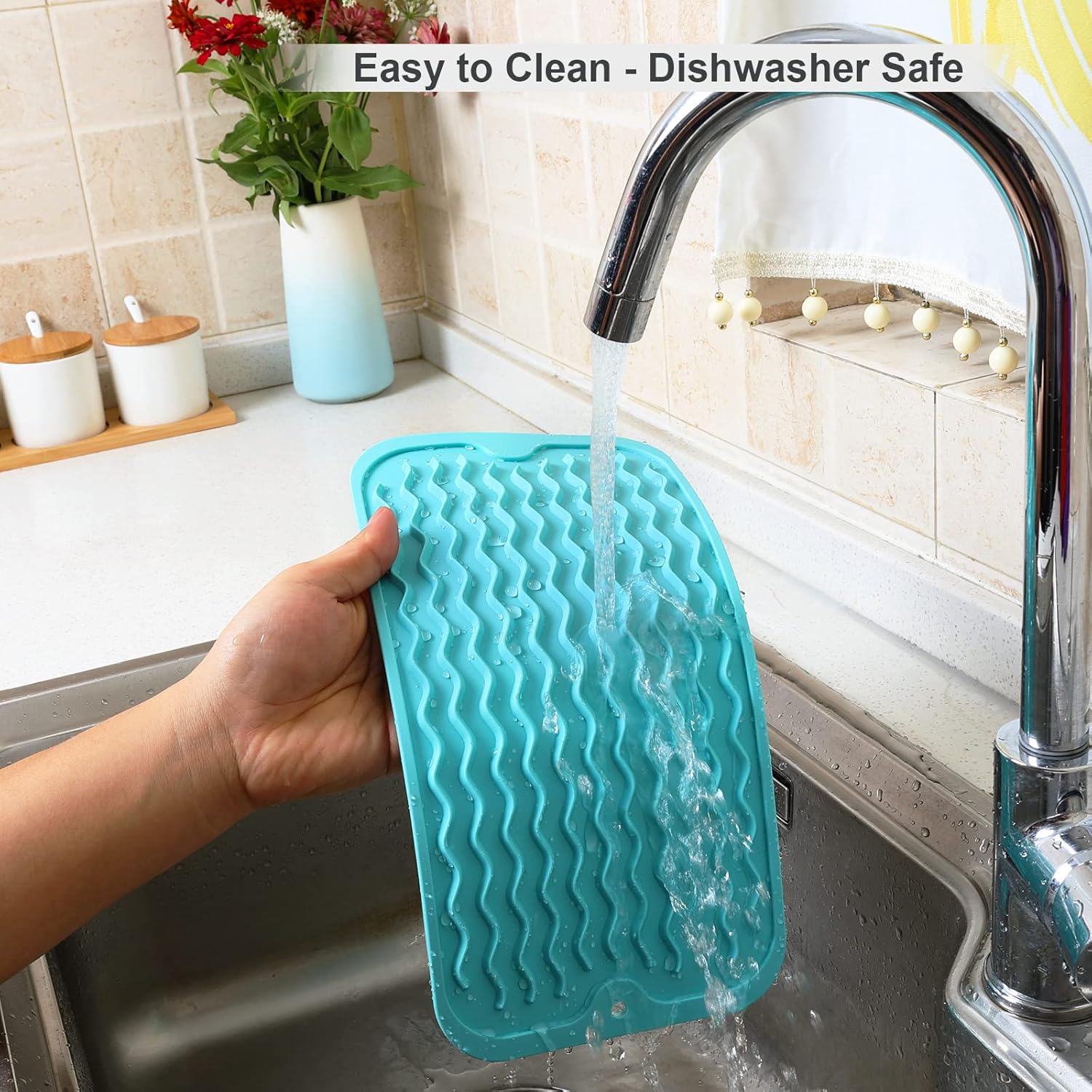 ZLR Silicone Dish Drying Mat for Kitchen Counter, Eco-Friendly Fast Dry Dish Mat, Easy Clean Multi