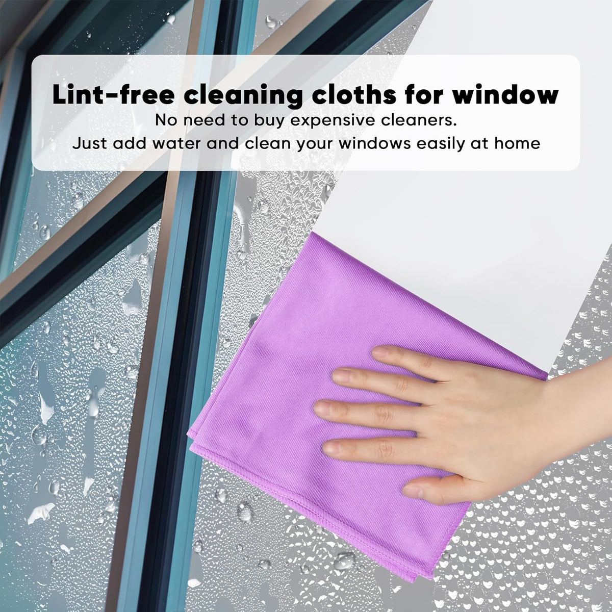 HOMEXCEL Microfiber Glass Cleaning Cloth 12 PK, Lint Free Streak Free, Reusable Cleaning Cloth for