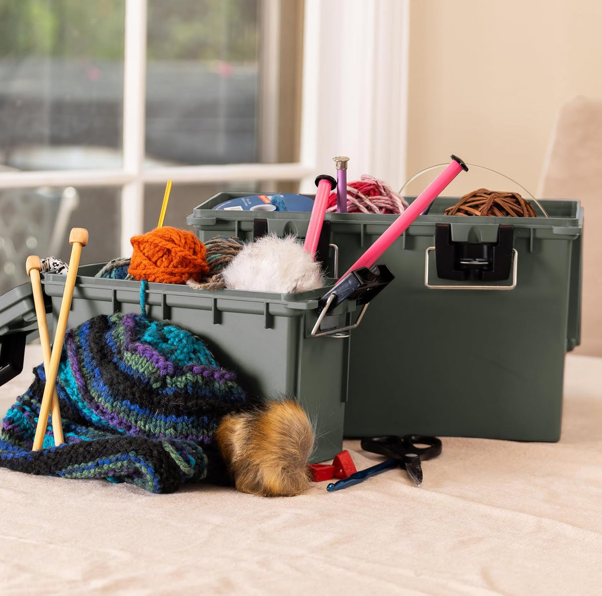 Sheffield 12765 XL Storage Bins With Lids, 4-Pack Stackable Storage Bins, Made in USA, Lockable and