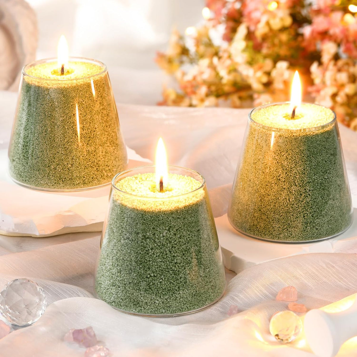 MTLEE Candle Sand 3.3 lb DIY Pearled Candle Making Kit Included 20 Pcs Wicks and Refillable Beaded