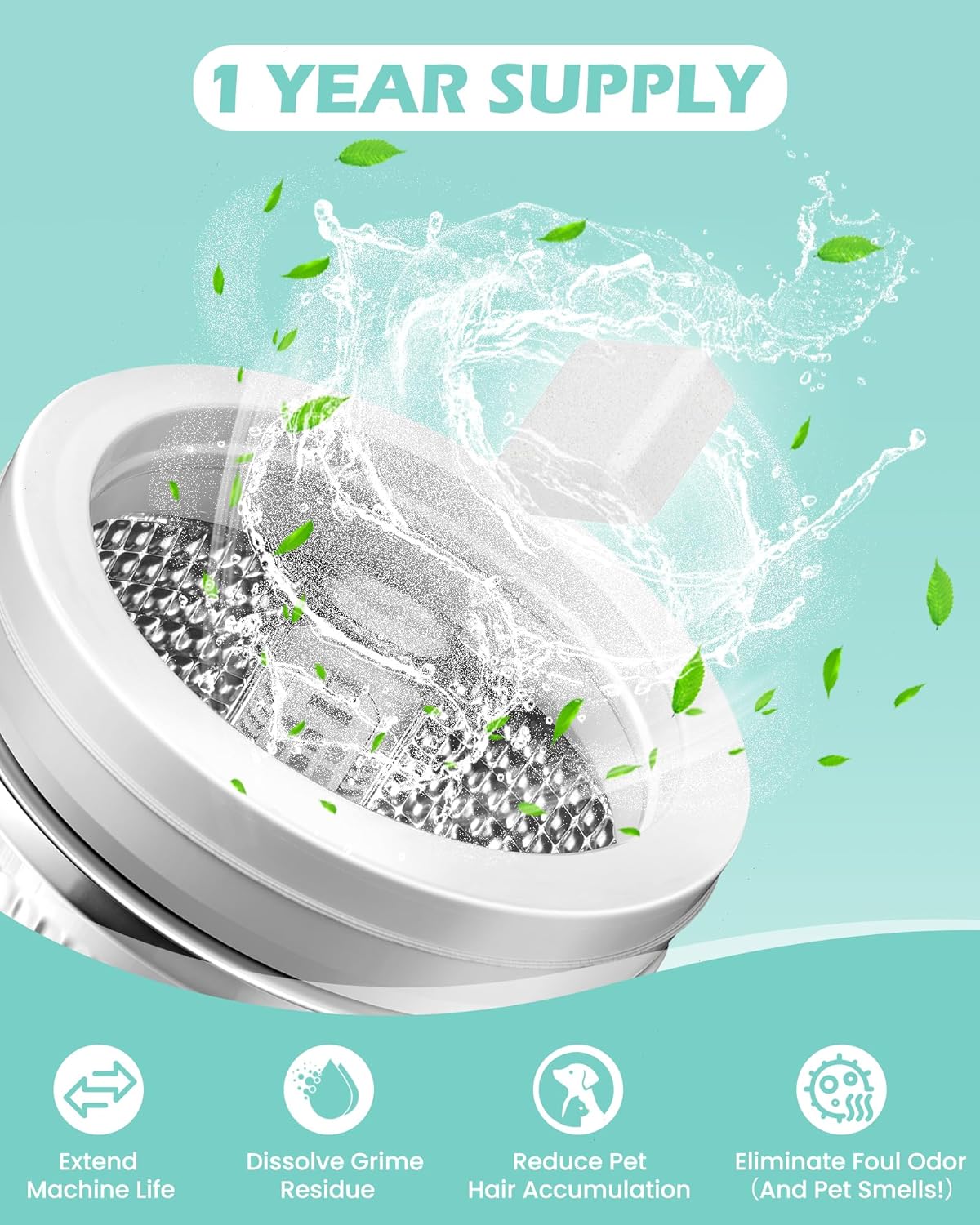 Washing Machine Cleaner Tablets: 40% Stronger Cleaning Power, Deep Cleaning Tablets For HE, Front