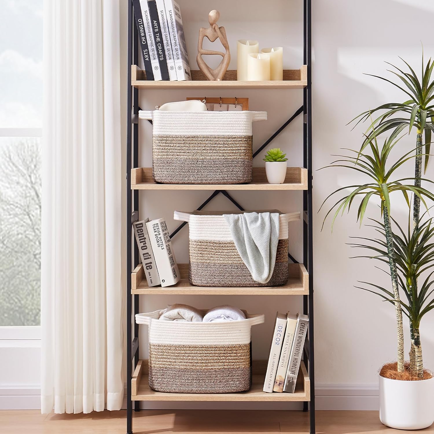 OIAHOMY Storage Basket, Woven Baskets for Storage, Cotton Rope Basket for toys,Towel Baskets for
