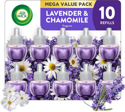 Air Wick Plug in Scented Oil Refill, 10ct, Lavender & Chamomile, Air Freshener, Essential Oils, Eco