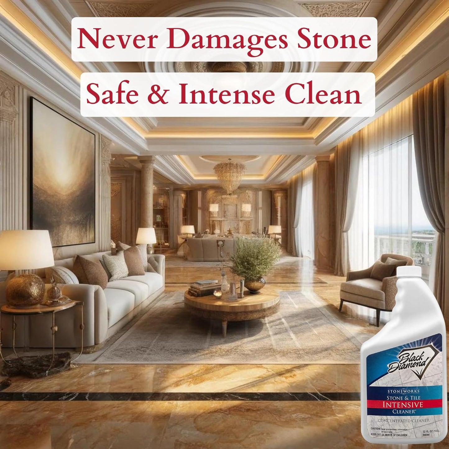Black Diamond Stoneworks Stone & Tile Intensive Cleaner: Concentrated Deep Cleaner, Marble