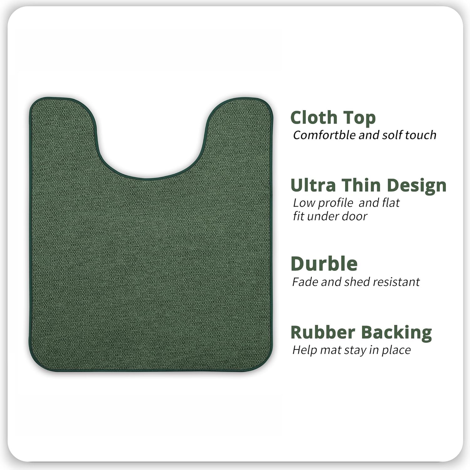 Toilet Rugs U Shaped Bathroom Rug,Machine Washable Non Slip Quick Dry Super Absorbent Ultra Thin