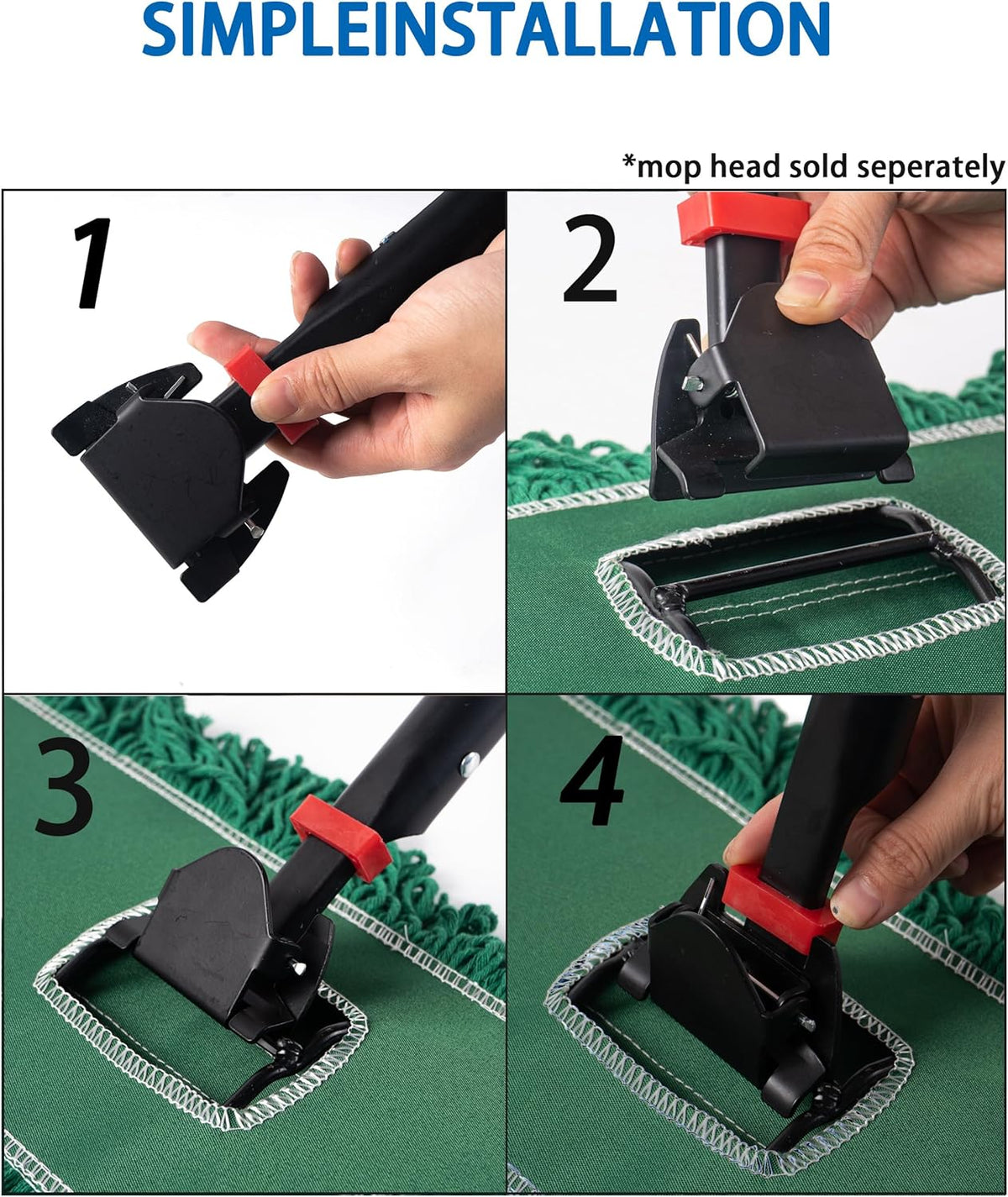Matthew Cleaning Jaw Clamp Mop Handle, Snap-On Fiberglass Dust Mop Handle for Floor Cleaning