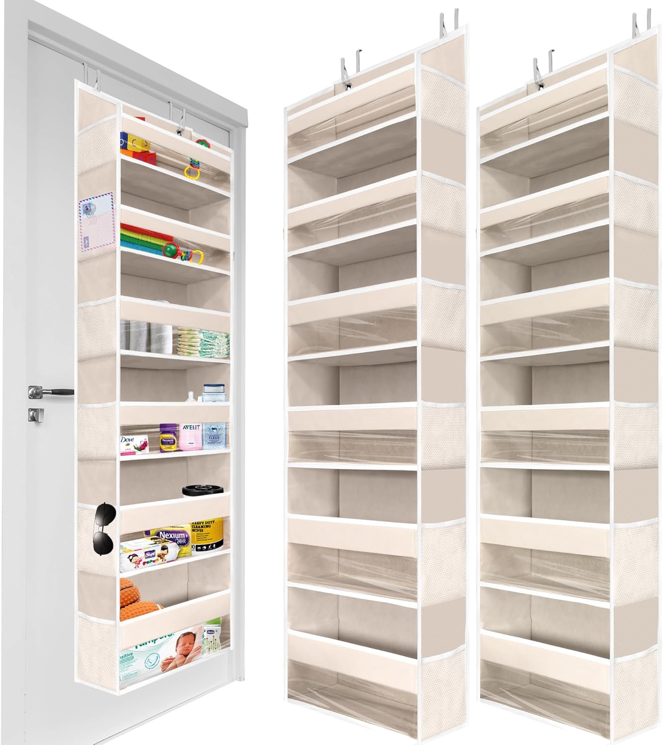 HOMELUX THEORY 2 PC Heavy Duty Over the Door Organizer 55x14x6.7, 6 Large Front & 12 Side Pockets