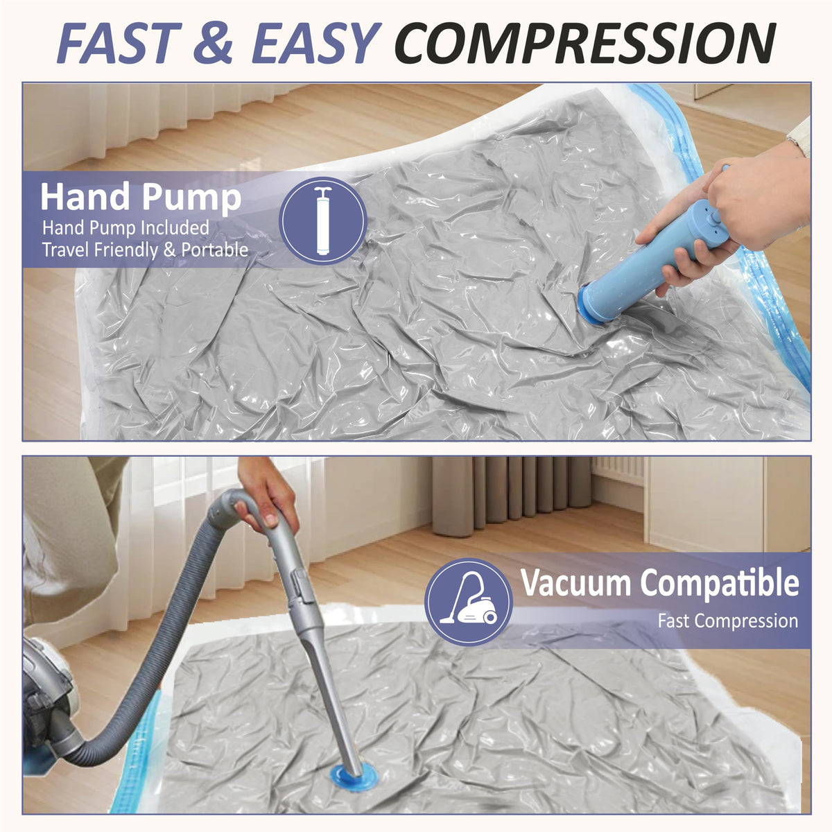 Cozy Essential Vacuum Storage Bags, 80% Compression Vacuum Seal Space Saver Plastic Packaging Bags