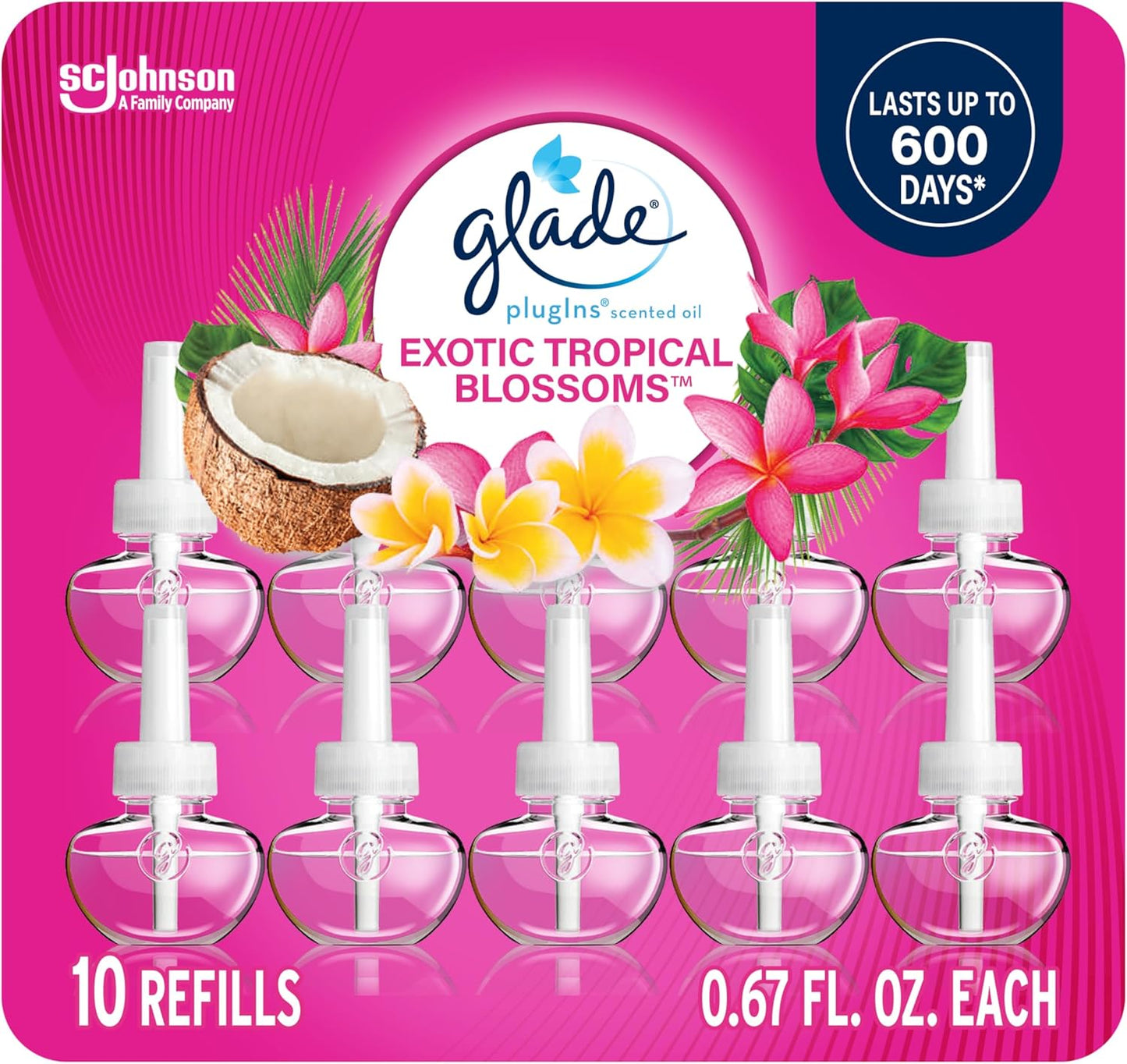 Glade PlugIns Refills Air Freshener, Scented and Essential Oils for Home and Bathroom, Exotic