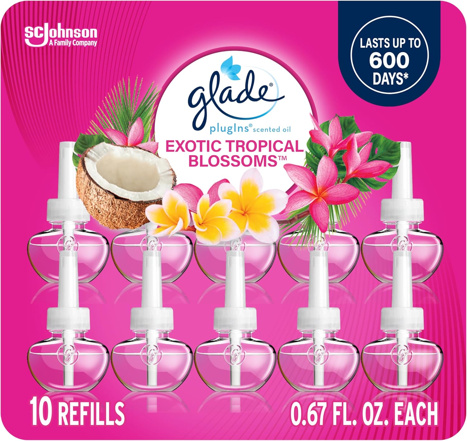 Glade PlugIns Refills Air Freshener, Scented and Essential Oils for Home and Bathroom, Exotic