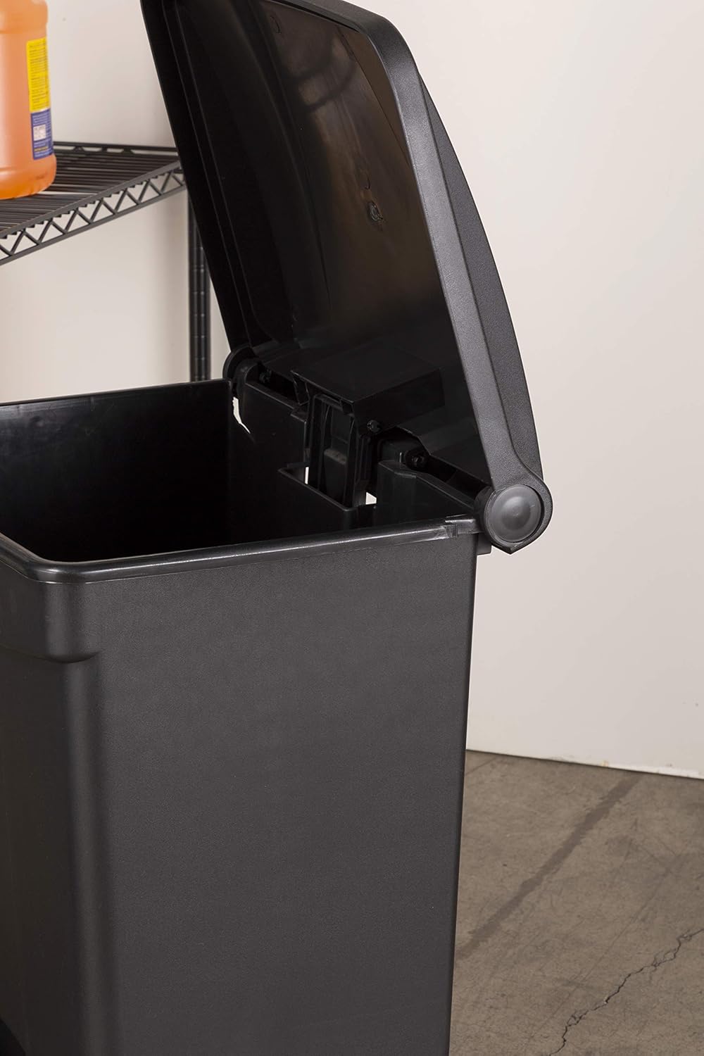 Safco Step On Plastic Trash Can with Foot Pedal, 23 Gallon Garbage Can for Kitchen, Indoor or
