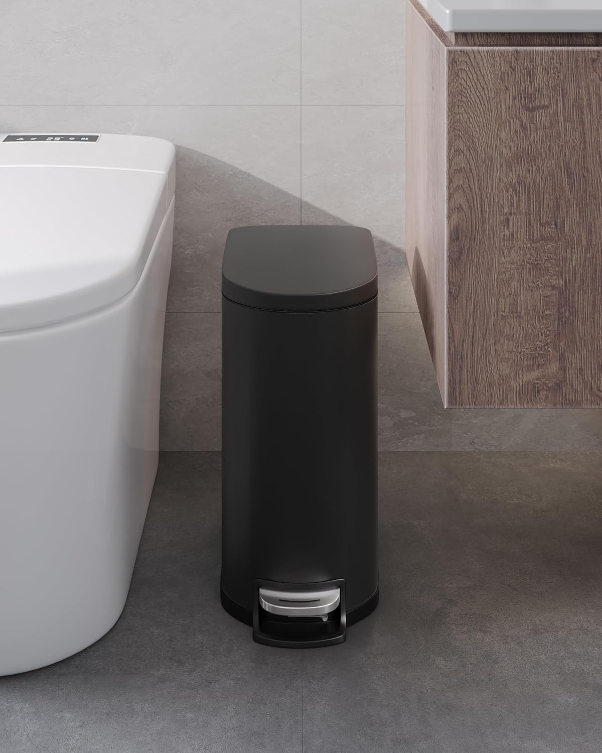Garvee 13 Gal (50L) and 2.6 Gal (10L) Metal Trash Can Combo Set, Rustproof Garbage Can with Lid
