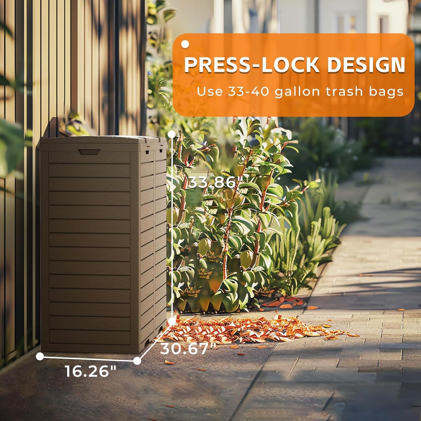 62-Gallon Outdoor Trash Can with lid, Waterproof, UV-Resistant Resin Garbage Can, Lockable Lid and