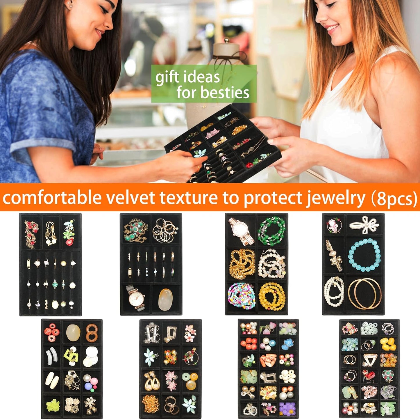 Jewelry Organizer Drawer 8 Set Jewelry Boxes Velvet Jewelry Drawer Organizer Stackable Jewelry Tray