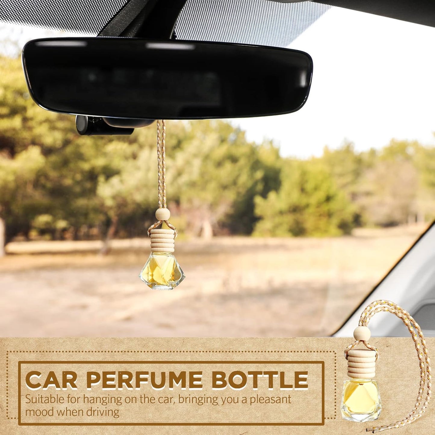 BBTO 50 Pcs Hanging Car Air Freshener Car Diffuser Bottles Empty Glass Perfume Bottle Freshener