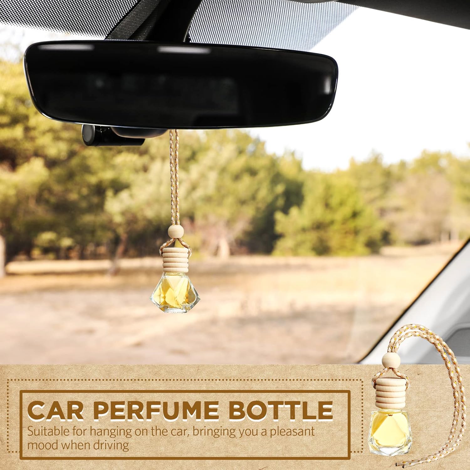 BBTO 50 Pcs Hanging Car Air Freshener Car Diffuser Bottles Empty Glass Perfume Bottle Freshener