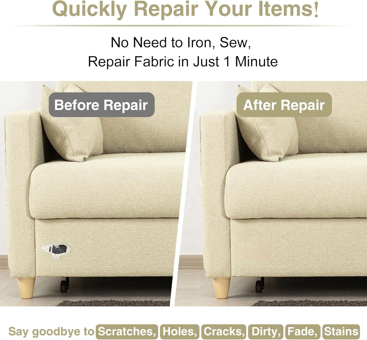 Canvas Repair Tape 4×70 Inch Waterproof Self-Adhesive Fabric Repair Patch for Repairing Boat