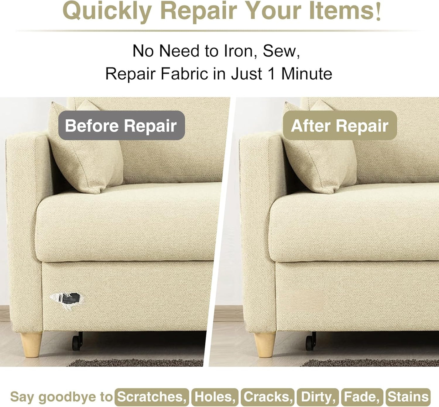 Canvas Repair Tape 4×70 Inch Waterproof Self-Adhesive Fabric Repair Patch for Repairing Boat