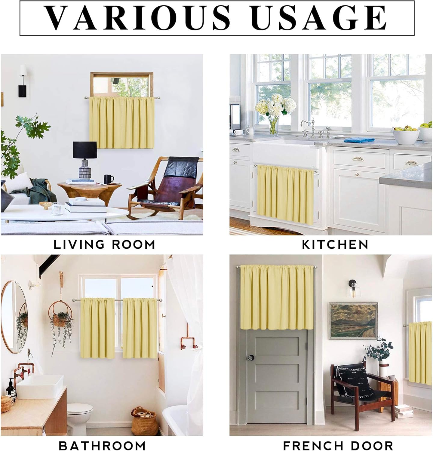 RYB HOME Bathroom Window Curtains - Blackout Curtains Small Window Short Drapes for Kitchen Bedroom