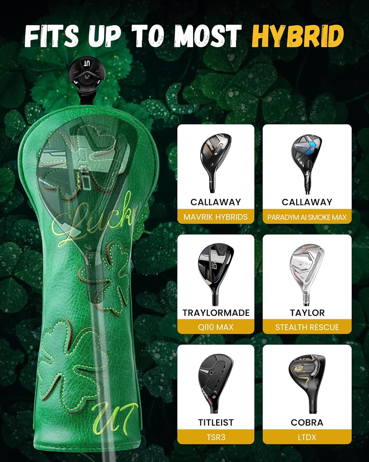 Golf Headcovers Golf Club Head Covers Four Leaf Clover Good Luck Charm - Clover Style Premium