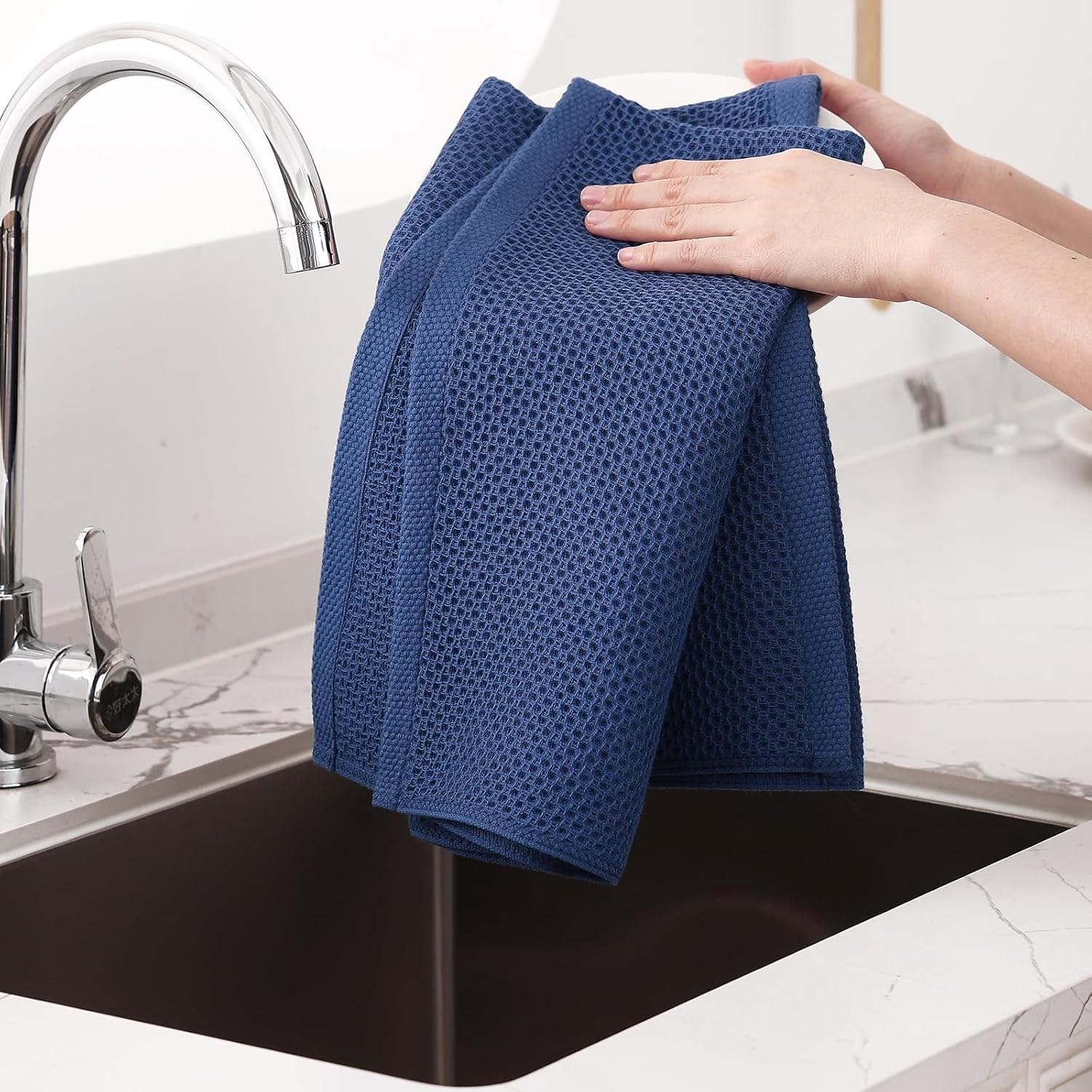 Homaxy 100% Cotton Oversized Waffle Weave Kitchen Dish Towels, Ultra Soft Absorbent Quick Drying