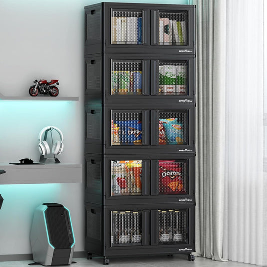 BROVIEW 500Qt Stackable Storage Bins with Lids, 125Gal Closet Organizers and Storage Drawer